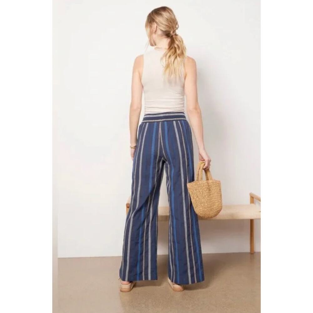 MICHAEL STARS NWT Evereve Navy Embroidered Striped Elastic Waist Pants // XL - Picture 3 of 12